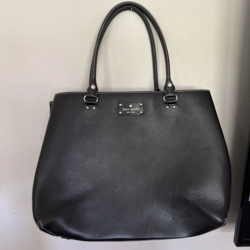 KATE SPADE Wellesley Quinn Black Leather Tote Purse Satchel Large